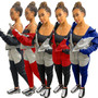 Customize Women Solid Color Matching Zipper Hooded Top and Pant Two-piece Set + Vacuum Packaging