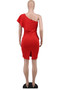 Women Summer Slanted Shoulder Ruffle Bodycon Dress