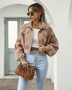 Fall/Winter Casual Turndown Collar Corduroy Jacket Lantern Sleeve Single Breasted Short Women Jacket