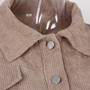 Fall/Winter Casual Turndown Collar Corduroy Jacket Lantern Sleeve Single Breasted Short Women Jacket