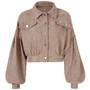 Fall/Winter Casual Turndown Collar Corduroy Jacket Lantern Sleeve Single Breasted Short Women Jacket