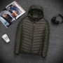 Fall/Winter Stand Collar Hooded Lightweight Down Jacket Men'S Long Sleeve Short Plus Size Down Jacket