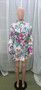 Women'S Fall Floral Printed Long Sleeve Shirt Pleated Dress