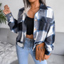 Women'S Autumn/Winter Plaid Lantern Long Sleeve Jacket