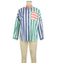 Women's Striped Button Pocket Front Short Back Long Contrast Shirt