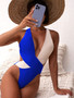 One Piece Swimsuit Patchwork Bikini Swimsuit Women's Cross Swimsuit Color Block Bikini