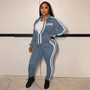 Custom Logo Women's Customized Printing Fashion Casual Patchwork Tracksuit Two-Piece Pants Set