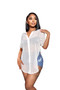 Sexy See-Through long sleeve Turndown Collar slit chiffon beach cover-up