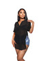 Sexy See-Through long sleeve Turndown Collar slit chiffon beach cover-up