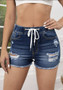 Women's Denim Shorts Elastic Waist Stretch Denim Pants Ripped Slim Fit Tassel Sexy Denim Shorts