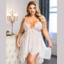 Plus Size sexy pajamas suspenders irregular slit lace See-Through sexy night dress