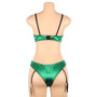 Plus Size Sexy Lingerie Green Hollow Lace Patchwork Sexy Bra Garter Set