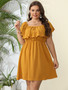 Plus Size Women's Summer Off Shoulder Solid Slim Waist Dress