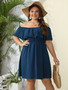 Plus Size Women's Summer Off Shoulder Solid Slim Waist Dress