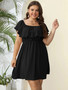 Plus Size Women's Summer Off Shoulder Solid Slim Waist Dress