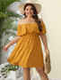 Plus Size Women's Summer Off Shoulder Solid Slim Waist Dress