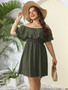 Plus Size Women's Summer Off Shoulder Solid Slim Waist Dress