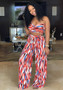 Women's Spring Summer Sexy Strapless Fashion Printed Two-Piece Pants Set