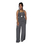 Women Summer Stripe Pocket Loose Suspender Jumpsuit