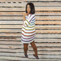 Summer Beauty Fashion Trend Loose Striped Sexy Mini Dress