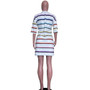 Summer Beauty Fashion Trend Loose Striped Sexy Mini Dress