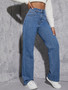 Fashion Jeans Women's High Waisted Street Denim Straight Leg Pants