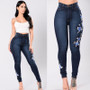 Denim Pants Embroidered Stretch Pencil Pants High Waist Trousers Women Jeans