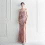 Bridesmaid Wedding Prom Floral Sequins Party Sexy Gown Dress