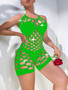 Women's Beaded Mesh Shiny Bodycon Jumpsuit Lingerie