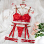 Summer Sexy Lingerie Satin Metal Nightclub Sexy Four-Piece Set