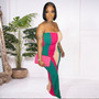 Ladies Fashion Digital Positioning Print Sexy Strapless Wide Leg Jumpsuit