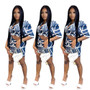 Women's Fashion Irregular Print Short Sleeve Two-Piece Skirt Set