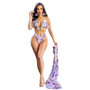 Fashion Flower Printed Wide Leg Pants Bikini Three-Piece Set