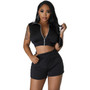 Women's Fashion Casual Open Waist Zippered Two-Piece Shorts Set Women's Clothing