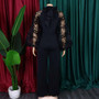 Plus Size Women Loose Patchwork Puff Sleeve Wide Leg Jumpsuit with Belt