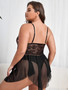 Plus Size Lace Mesh Strappy Babydoll Lingerie