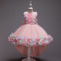 Children's dress mesh flower catwalk dress trailing princess dress big children's performance costume