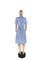Women's Turndown Collar Shirt Short Sleeve Asymmetric Dress