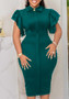 Plus Size African Women Summer Elegant Ruffle Bodycon Dress