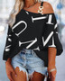 Fall Fashion Patchwork Loose Casual Top Ladies Printed T-Shirt