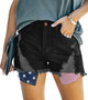 Summer Stars and Stripes Ripped Tassel Denim Shorts