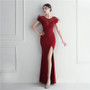 Mesh Beaded + Embellished Feather Star Red Carpet Long Evening Gown