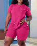 Plus Size Women's Fashion Casual Home Short Sleeve Shorts Set