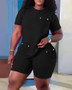 Plus Size Women's Fashion Casual Home Short Sleeve Shorts Set