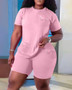 Plus Size Women's Fashion Casual Home Short Sleeve Shorts Set