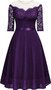Elegant Evening Dress Off Shoulder Sexy Half-Sleeve Lace Patchwork Chiffon Dress