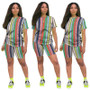 Women's Cartoon Tie Dye Printed Sports Casual Two-Piece Shorts Set