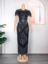 Plus Size Women Vintage Sequin Fringe Dress