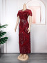 Plus Size Women Vintage Sequin Fringe Dress