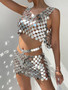 Women Punk Sexy Sequined Two-Piece Set